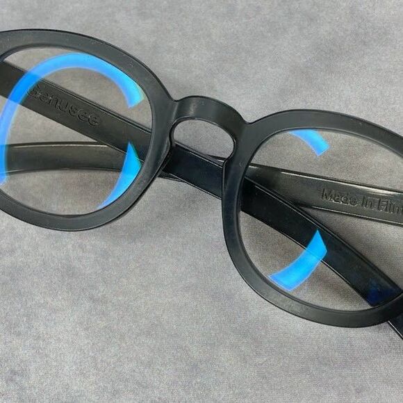 Genusee Blue Light Glasses Smoke Gray Recycled Round Frames Retro Eyeglasses NEW - Picture 2 of 13